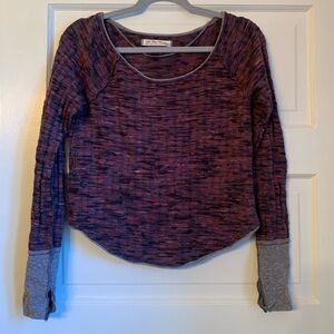 EUC WE THE FREE PINK LONG SLEEVED CROP TOP, small